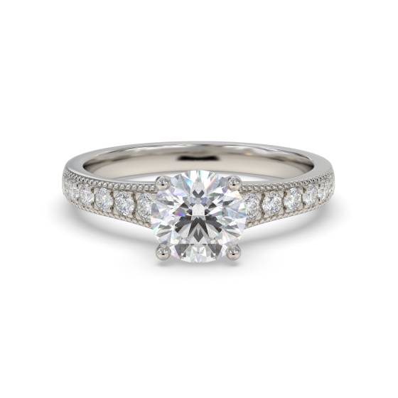 Round Diamond Shoulder Set Engagement Ring