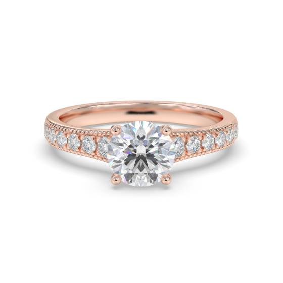 Round Diamond Shoulder Set Engagement Ring