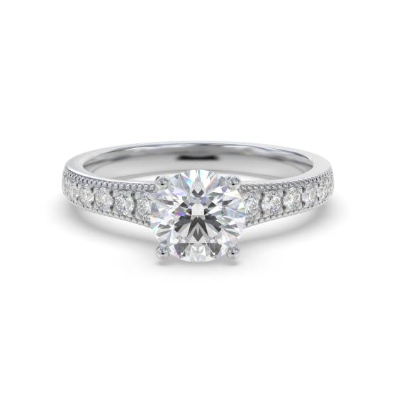 Round Diamond Shoulder Set Engagement Ring