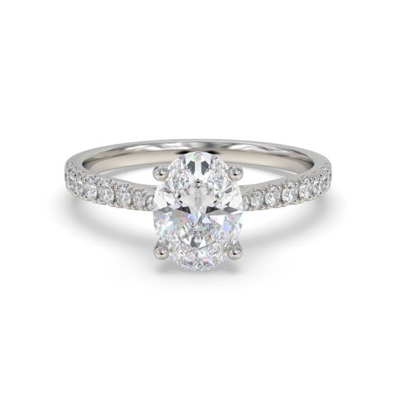Oval Diamond Shoulder Set Engagement Ring