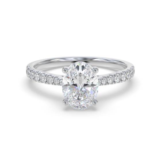 Oval Diamond Shoulder Set Engagement Ring