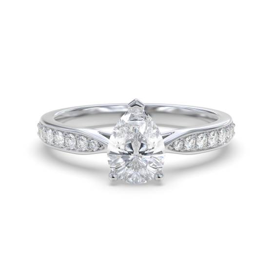 Pear Diamond Shoulder Set Engagement Ring