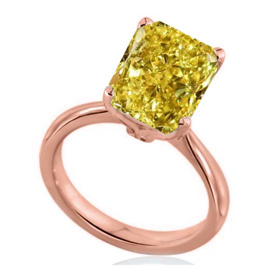 Elegant Fancy Yellow Radiant Diamond Engagement Ring