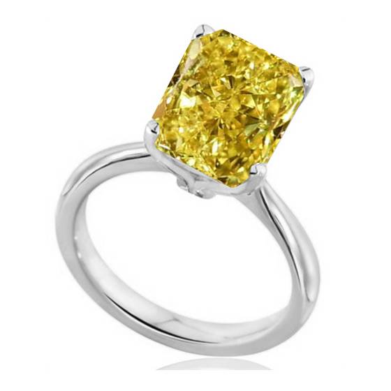 Elegant Fancy Yellow Radiant Diamond Engagement Ring