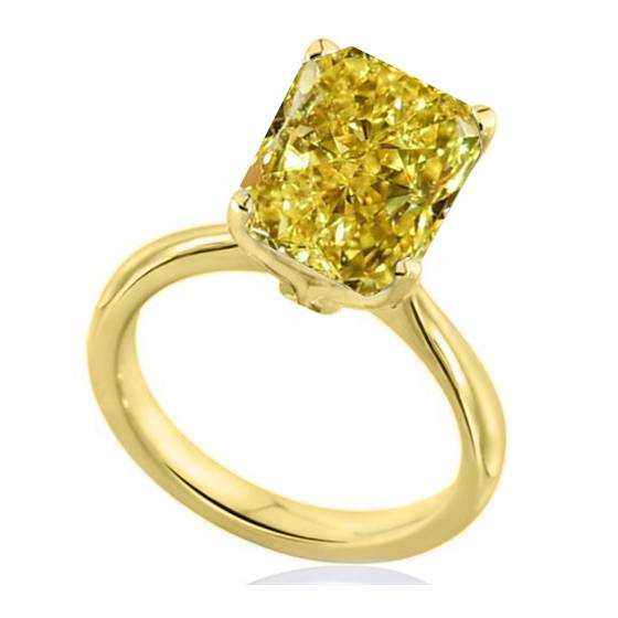 Elegant Fancy Yellow Radiant Diamond Engagement Ring
