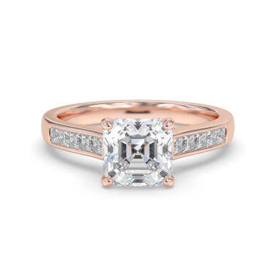 Asscher Diamond Shoulder Set Ring