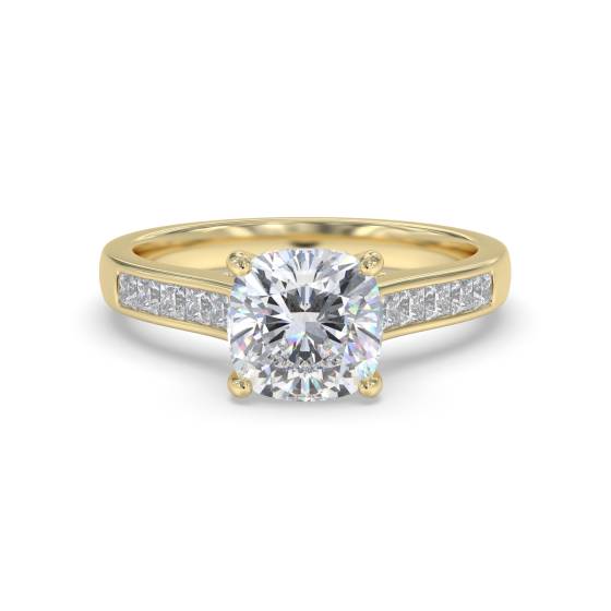 Cushion Diamond Shoulder Set Ring