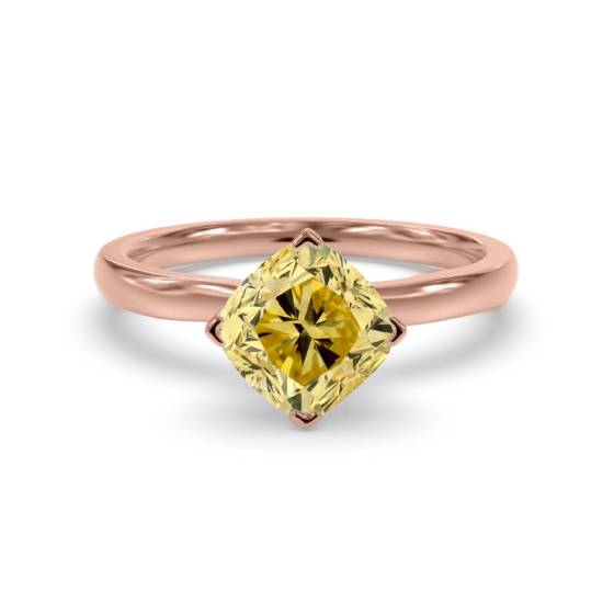 Elegant Fancy Yellow Cushion Diamond Engagement Ring