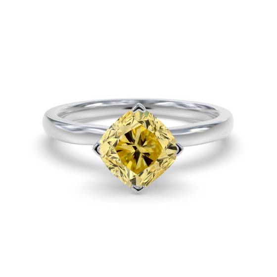 Elegant Fancy Yellow Cushion Diamond Engagement Ring