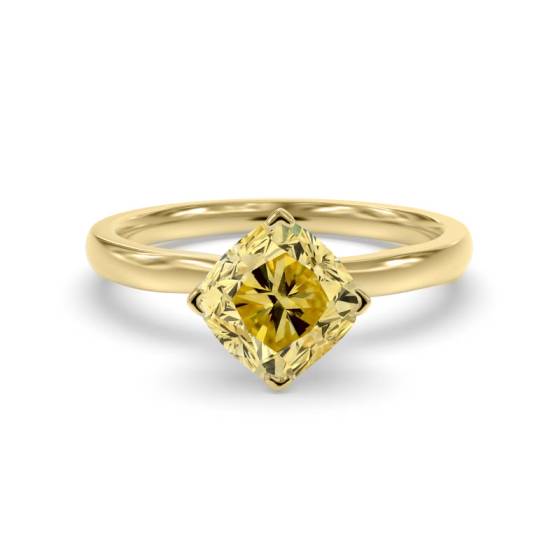 Elegant Fancy Yellow Cushion Diamond Engagement Ring