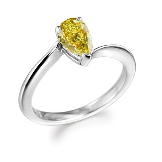 Fancy Yellow Pear Diamond Solitaire Ring