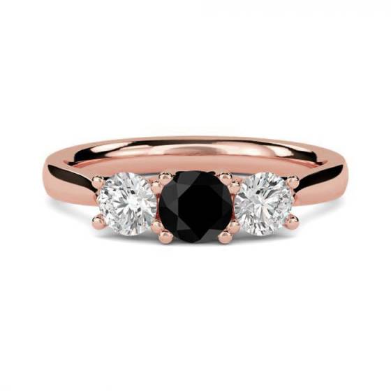 Round Black Diamond Trilogy Ring