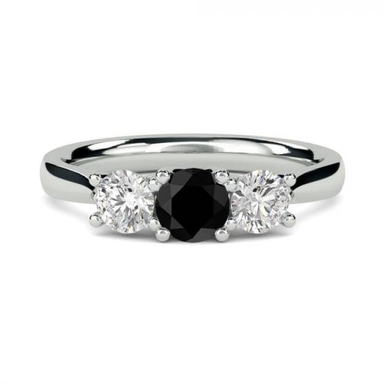 Round Black Diamond Trilogy Ring