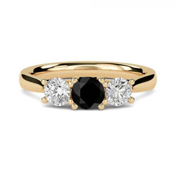 Round Black Diamond Trilogy Ring