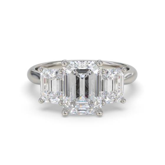 Simple Emerald Diamond Trilogy Ring