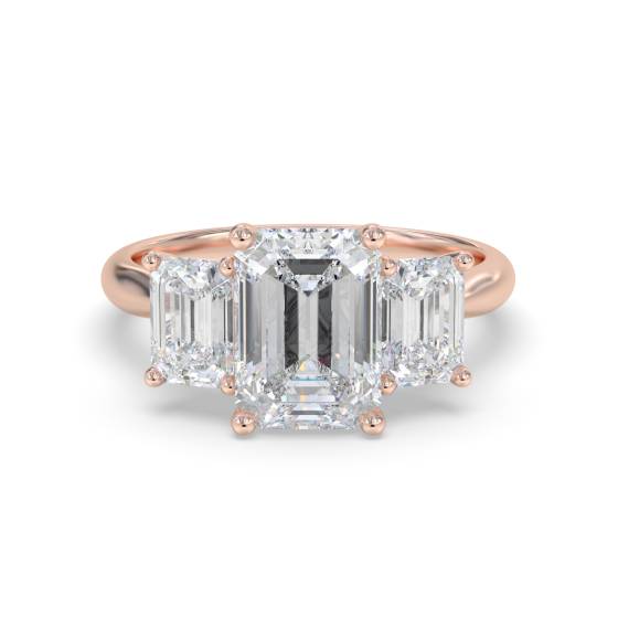 Simple Emerald Diamond Trilogy Ring