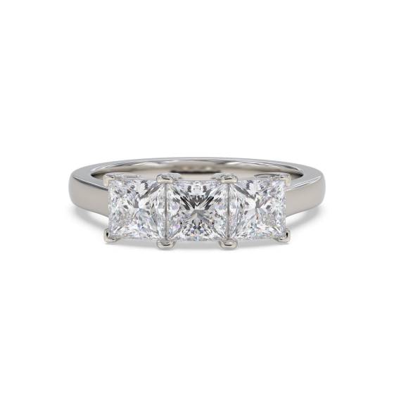 Simple Princess Diamond Trilogy Ring