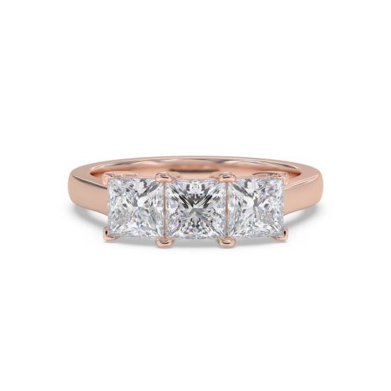 Simple Princess Diamond Trilogy Ring