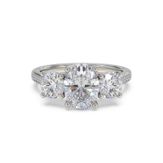 Classic Oval and Round Diamond Trilogy Ring