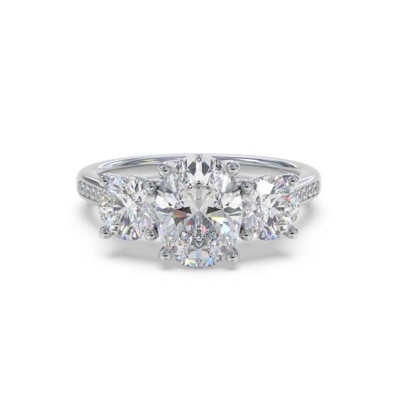 Classic Oval and Round Diamond Trilogy Ring