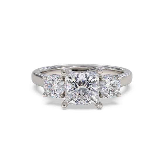 Princess & Round Diamond Trilogy Ring