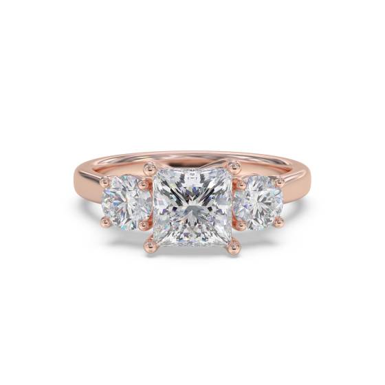 Princess & Round Diamond Trilogy Ring