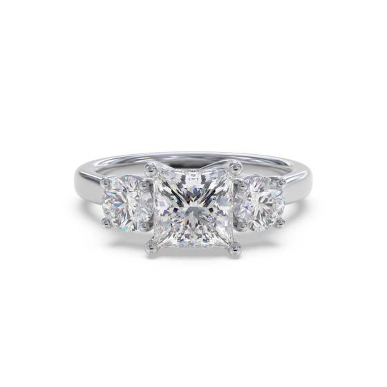Princess & Round Diamond Trilogy Ring
