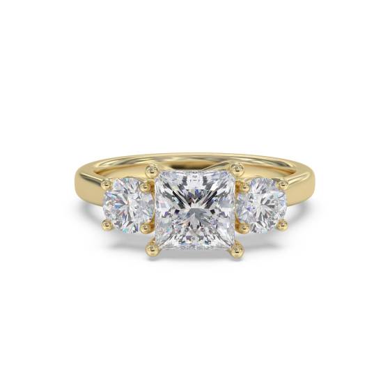 Princess & Round Diamond Trilogy Ring