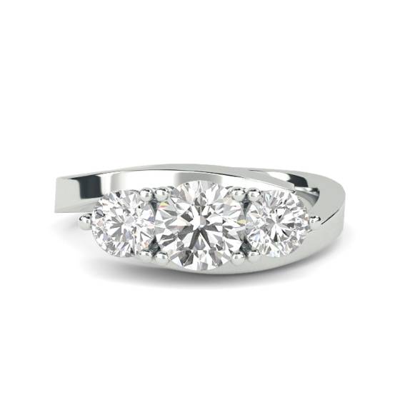 Modern Round Diamond Trilogy Ring