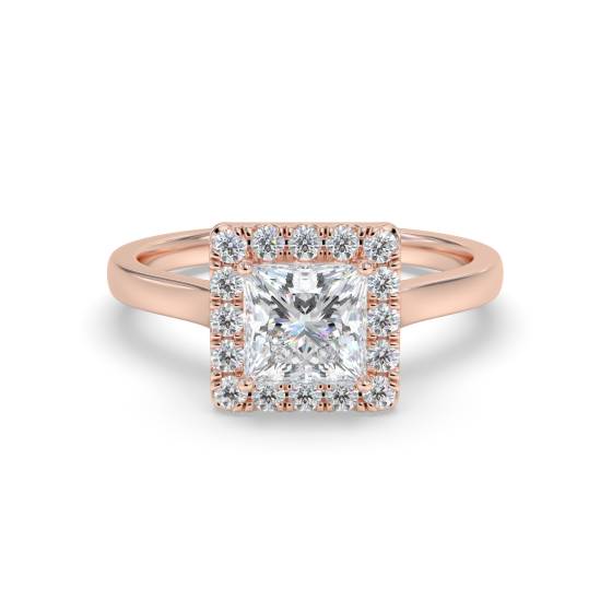 Princess Diamond Halo Engagement Ring