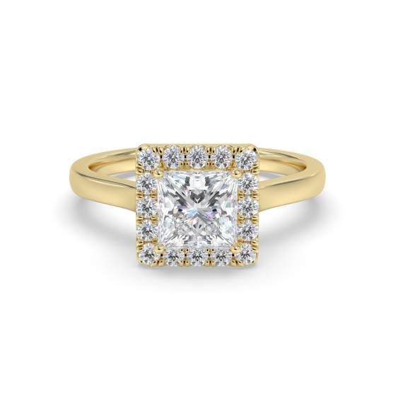 Princess Diamond Halo Engagement Ring
