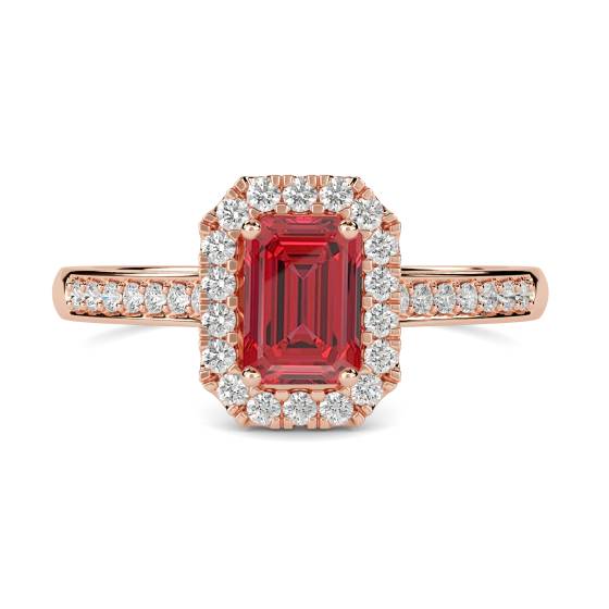 Ruby and Diamond Halo Ring