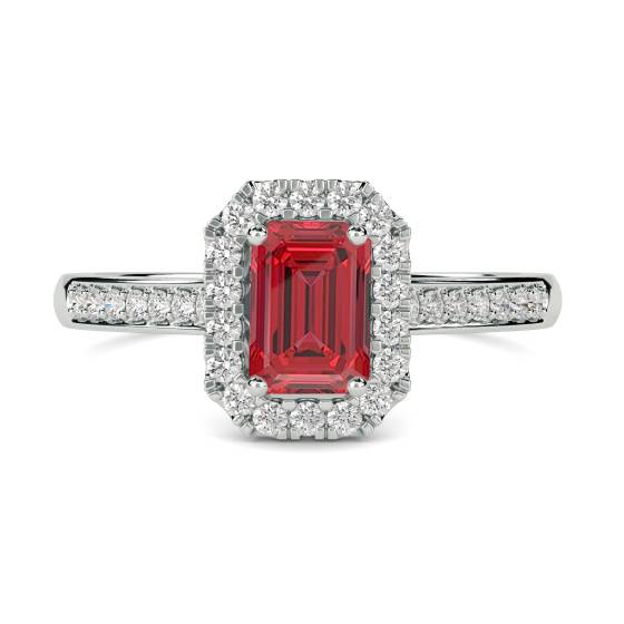 Ruby and Diamond Halo Ring