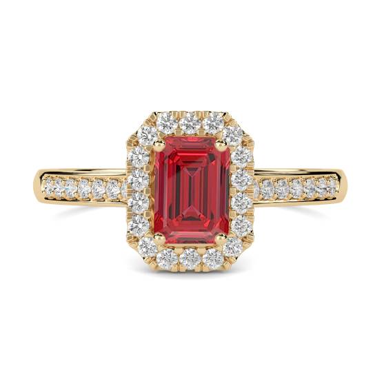 Ruby and Diamond Halo Ring