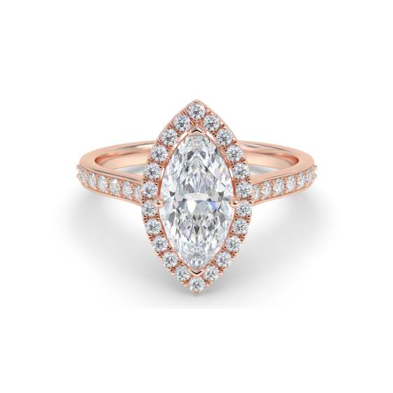Marquise Diamond Halo Shoulder Set Ring
