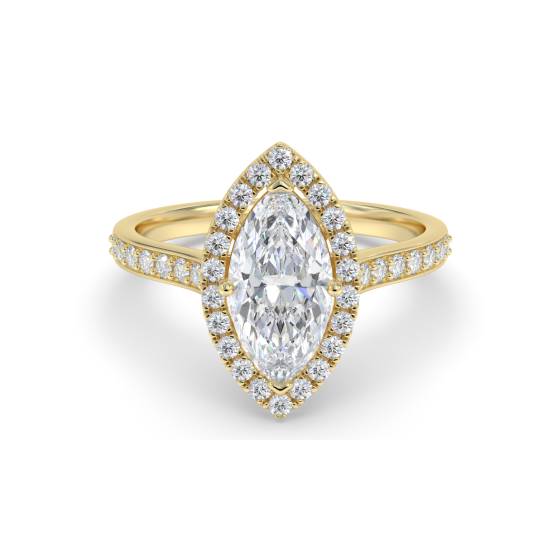 Marquise Diamond Halo Shoulder Set Ring