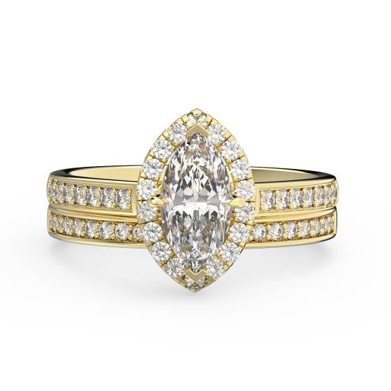Marquise Diamond Halo Bridal Set