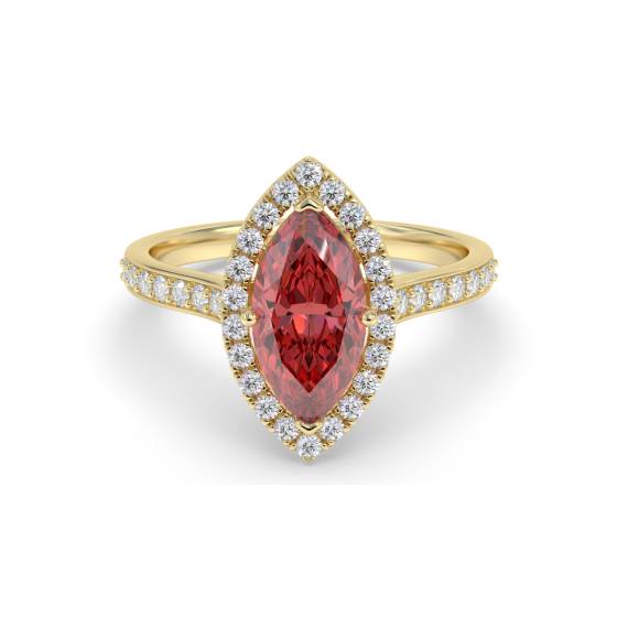 Ruby and Diamond Halo Ring