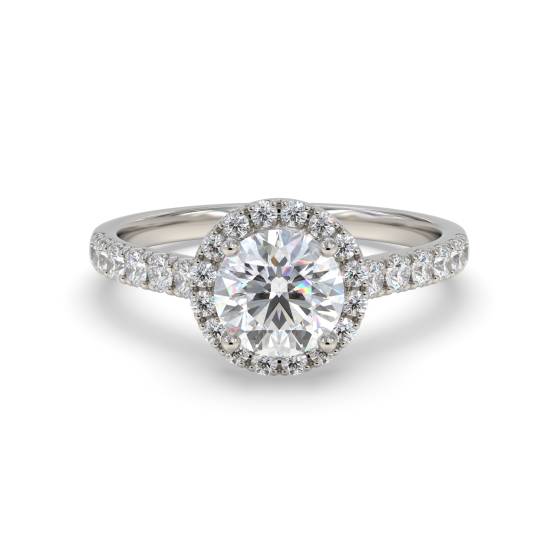 Round Diamond Single Halo Shoulder Set Ring