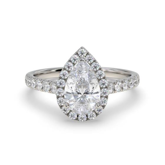 Pear Diamond Halo Engagement Ring