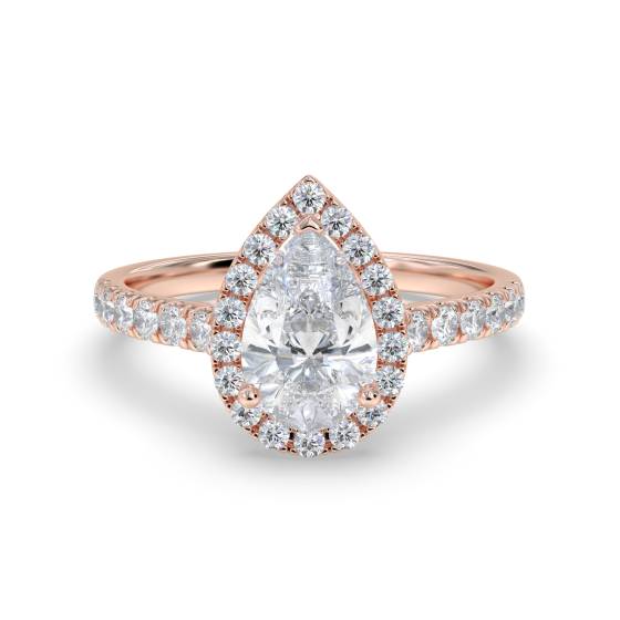 Pear Diamond Halo Engagement Ring