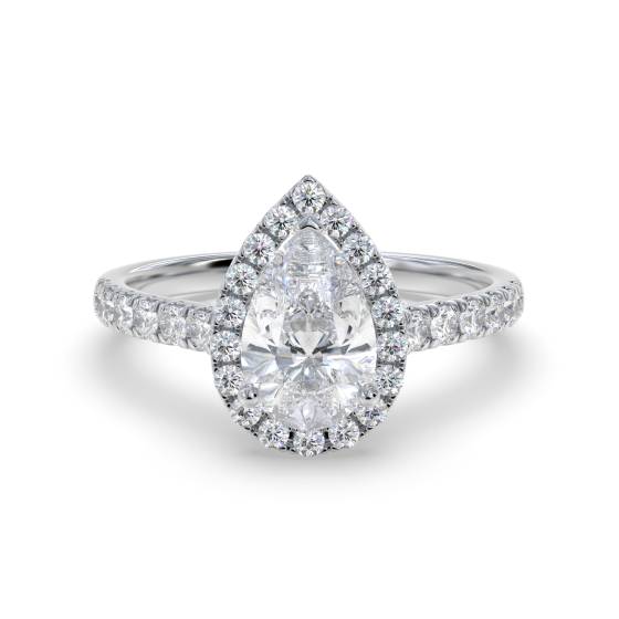 Pear Diamond Halo Engagement Ring