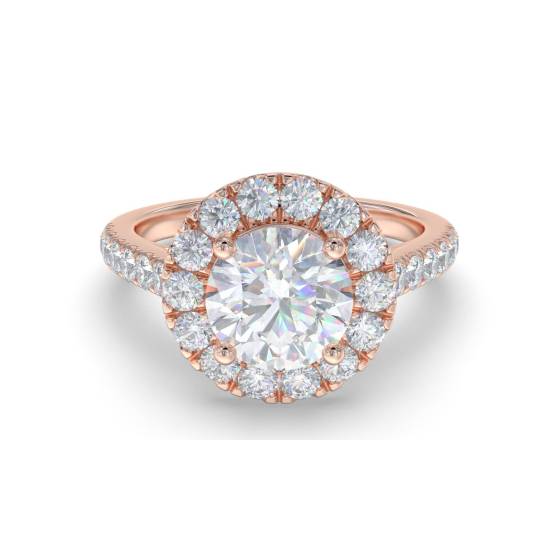 Round Diamond Single Halo Shoulder Set Ring