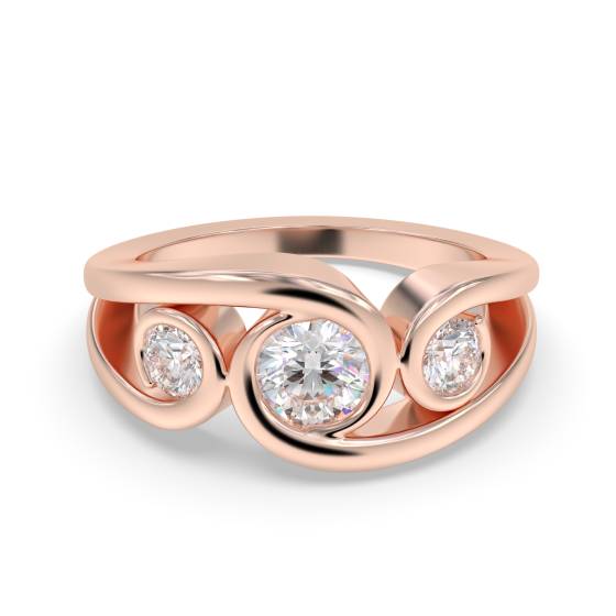 0.80ct Modern Round Diamond Bubble Trilogy Dress Ring