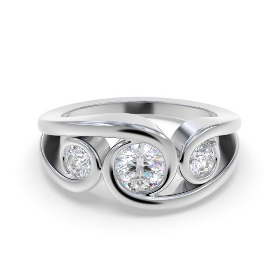 0.80ct Modern Round Diamond Bubble Trilogy Dress Ring
