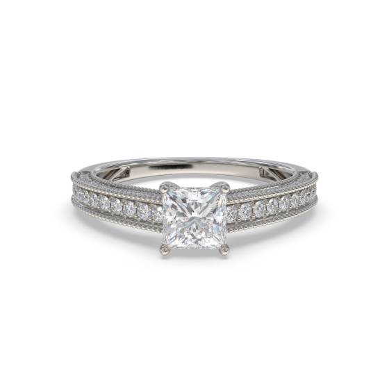 Princess and Round Vintage Diamond Ring