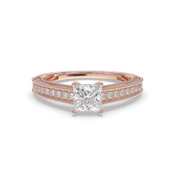Princess and Round Vintage Diamond Ring