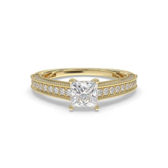Princess and Round Vintage Diamond Ring