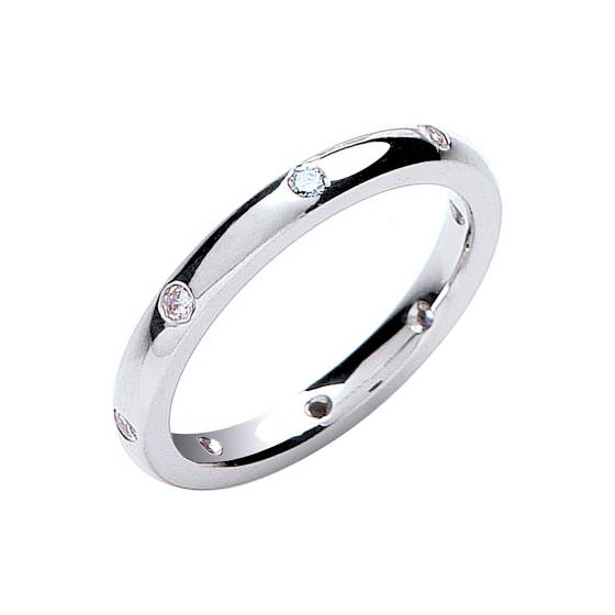 0.15ct 8 stone Brilliant Cut Diamond Set 2mm Court Platinum Wedding Band