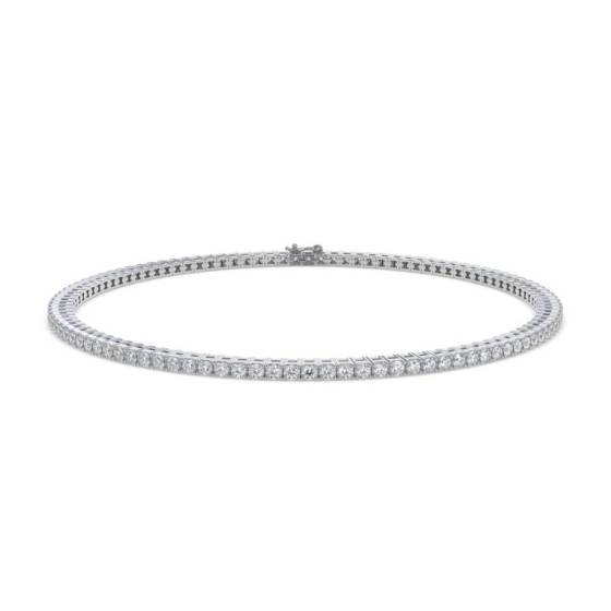 3.00ct VS/E-F 7.5Inches Natural Round Cut Diamond Tennis Bracelet in 9k White Gold